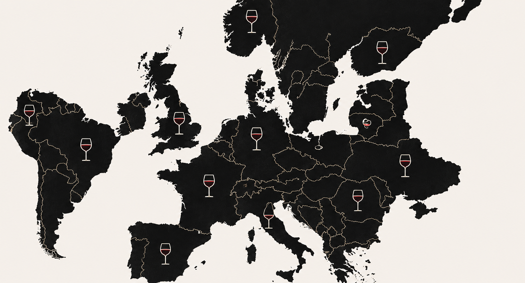 Mapa de origens dos vinhos